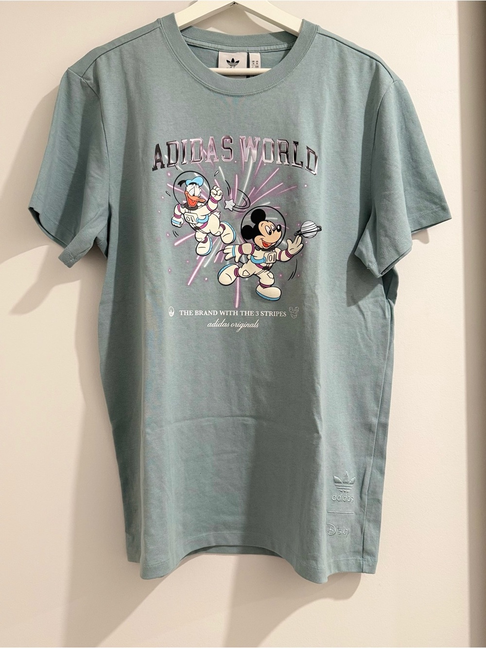 Adidas Sage Green Mickey & Donald Space Graphic Tee